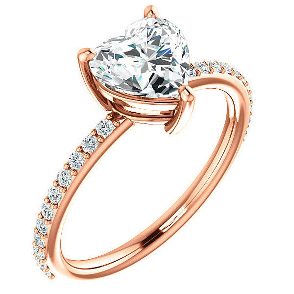 Heart Moissanite Petite Basket Engagement Ring