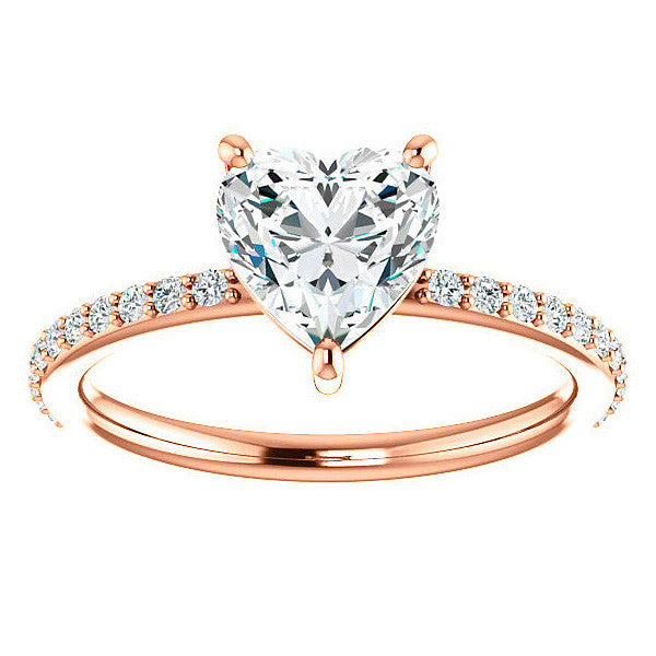 Heart Moissanite Petite Basket Engagement Ring