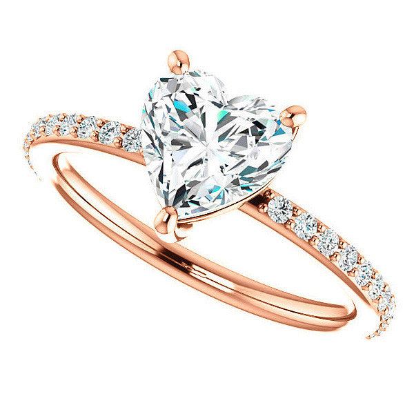 Heart Moissanite Petite Basket Engagement Ring
