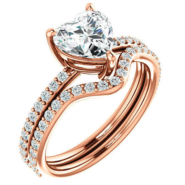 Heart Moissanite Petite Basket Engagement Ring