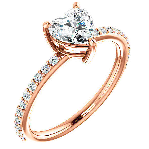 Heart Moissanite Petite Basket Engagement Ring