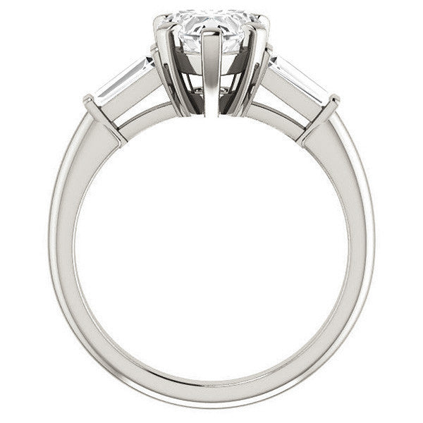 Heart & Baguette Moissanite Engagement Ring