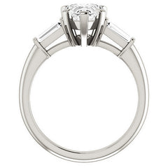 Heart & Baguette Moissanite Engagement Ring