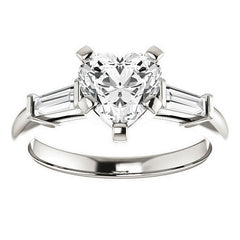Heart & Baguette Moissanite Engagement Ring