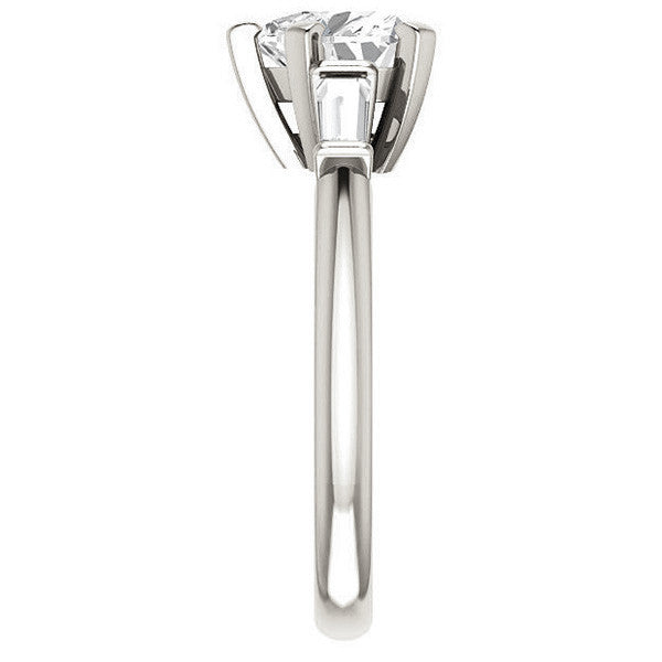 Heart & Baguette Moissanite Engagement Ring