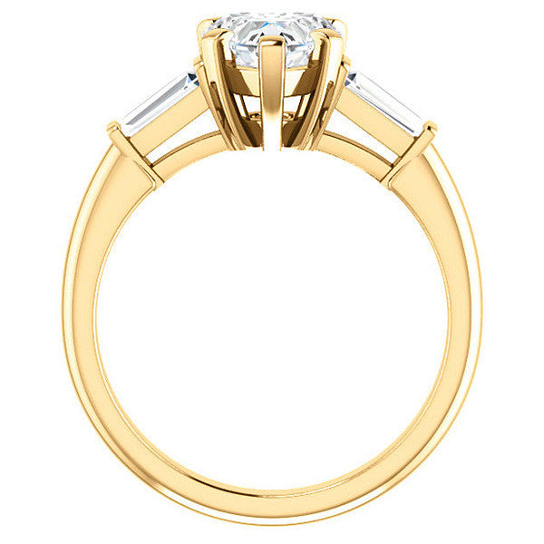 Heart & Baguette Moissanite Engagement Ring