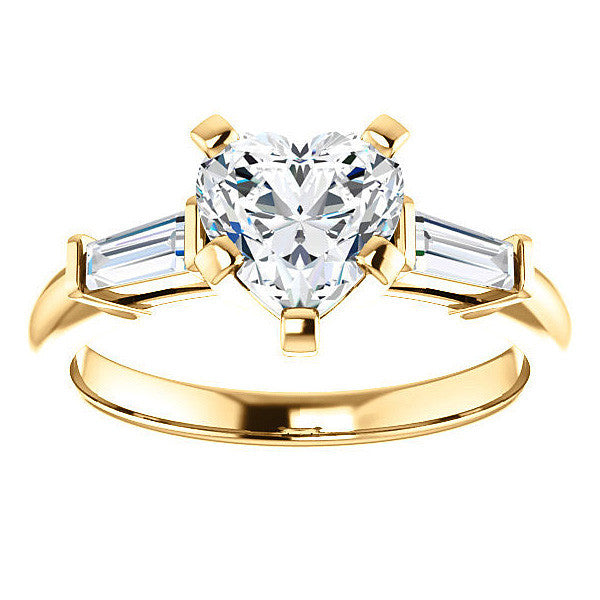 Heart & Baguette Moissanite Engagement Ring