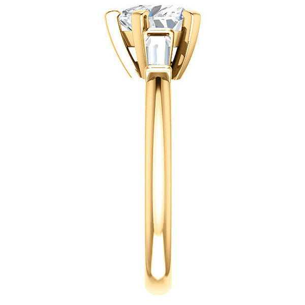 Heart & Baguette Moissanite Engagement Ring