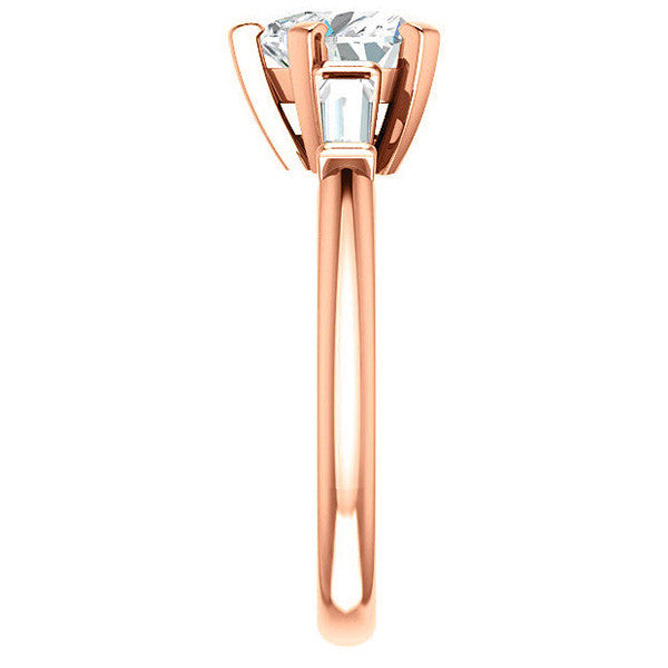 Heart & Baguette Moissanite Engagement Ring
