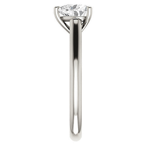 Heart Moissanite Scroll Accented Solitaire Engagement Ring