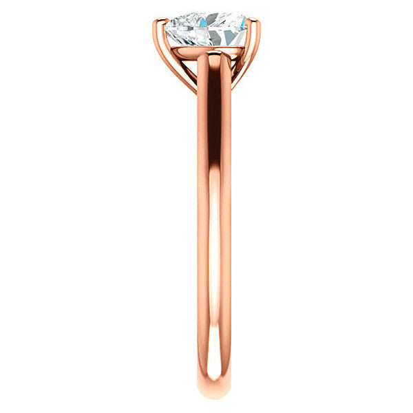 Heart Moissanite Scroll Accented Solitaire Engagement Ring