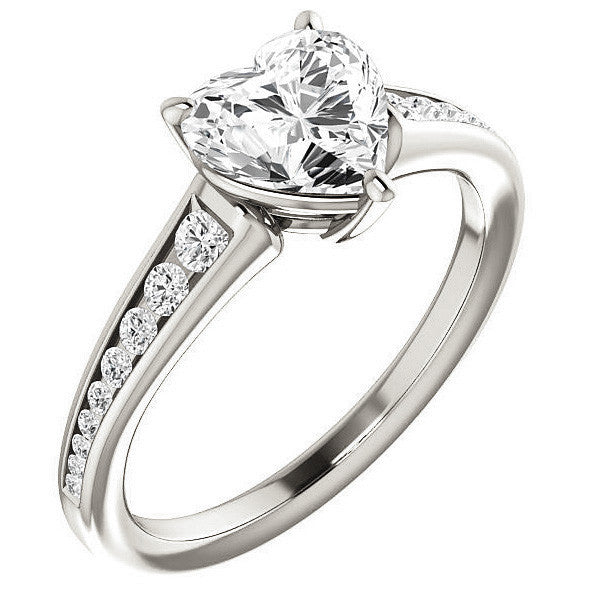 Heart Channel Set Moissanite Engagement Ring