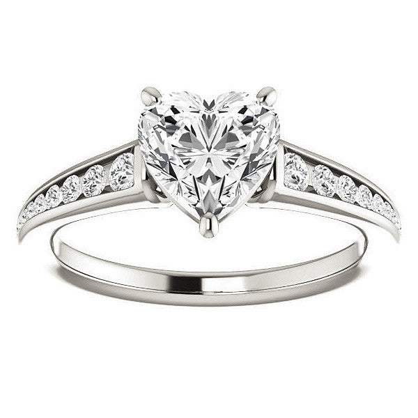 Heart Channel Set Moissanite Engagement Ring