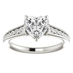 Heart Channel Set Moissanite Engagement Ring