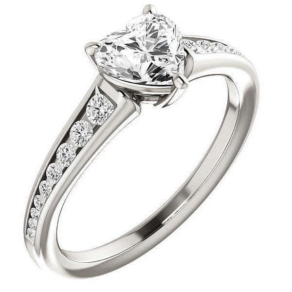 Heart Channel Set Moissanite Engagement Ring