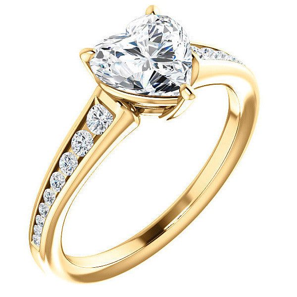 Heart Channel Set Moissanite Engagement Ring