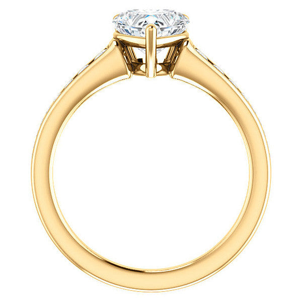 Heart Channel Set Moissanite Engagement Ring