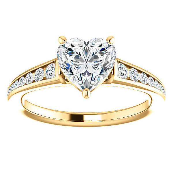 Heart Channel Set Moissanite Engagement Ring