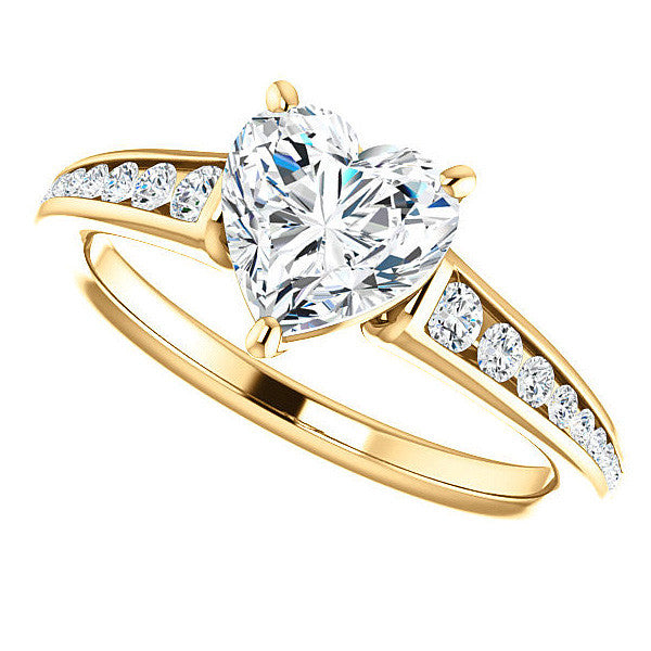 Heart Channel Set Moissanite Engagement Ring