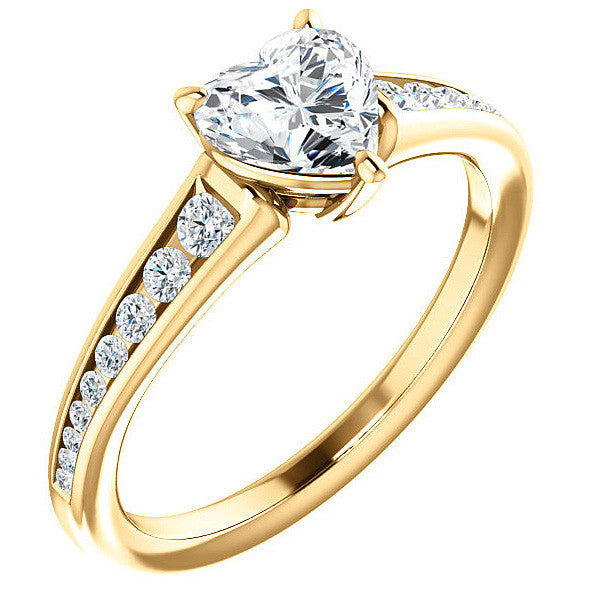 Heart Channel Set Moissanite Engagement Ring