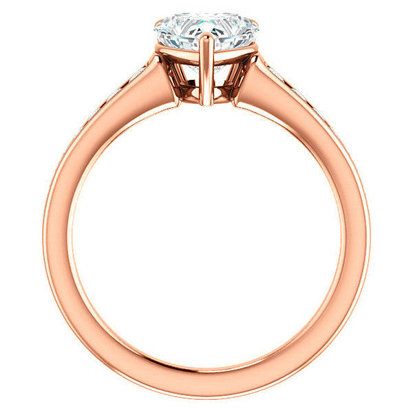 Heart Channel Set Moissanite Engagement Ring