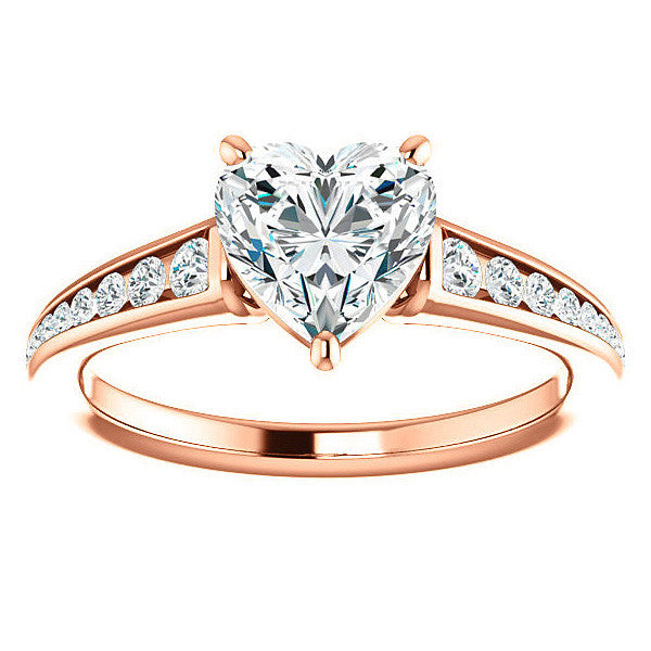 Heart Channel Set Moissanite Engagement Ring