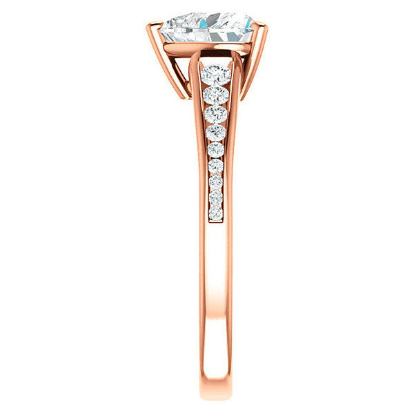 Heart Channel Set Moissanite Engagement Ring