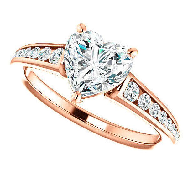 Heart Channel Set Moissanite Engagement Ring