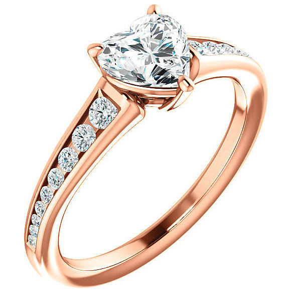 Heart Channel Set Moissanite Engagement Ring