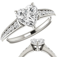 Heart Channel Set Moissanite Engagement Ring