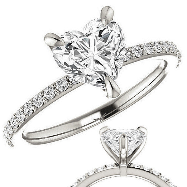 Heart Moissanite Engagement Ring with Claw Prongs