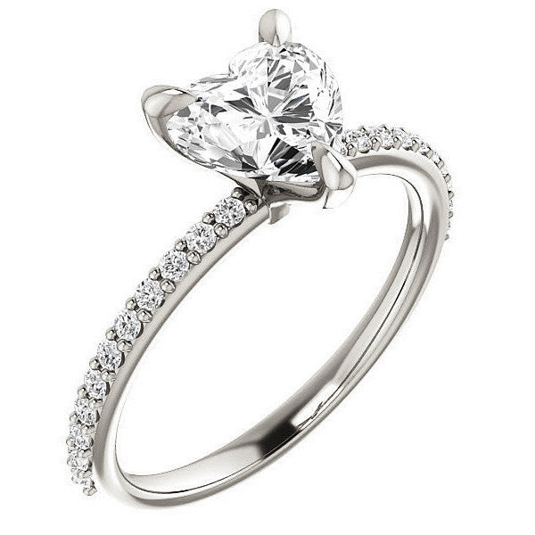 Heart Moissanite Engagement Ring with Claw Prongs