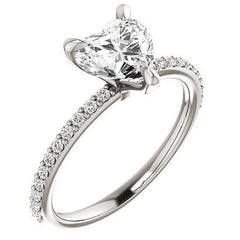 Heart Moissanite Engagement Ring with Claw Prongs