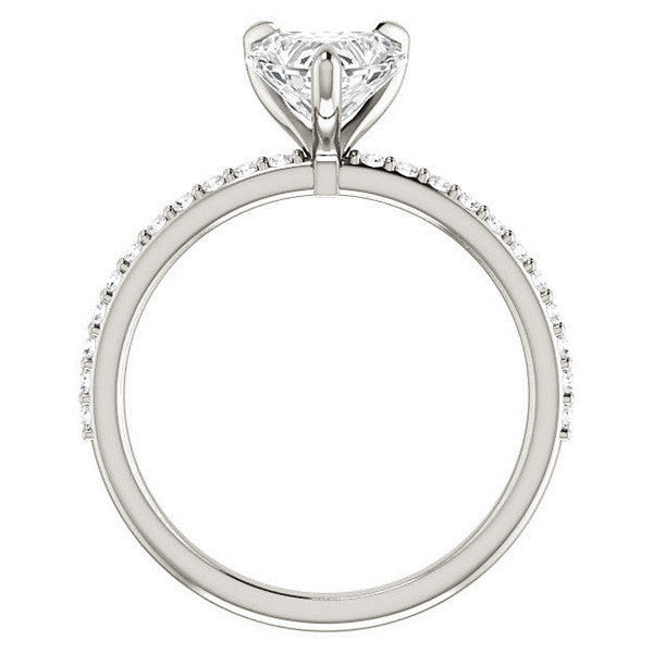 Heart Moissanite Engagement Ring with Claw Prongs