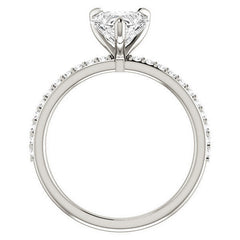Heart Moissanite Engagement Ring with Claw Prongs