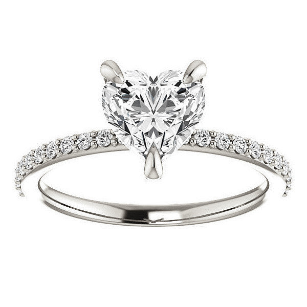 Heart Moissanite Engagement Ring with Claw Prongs