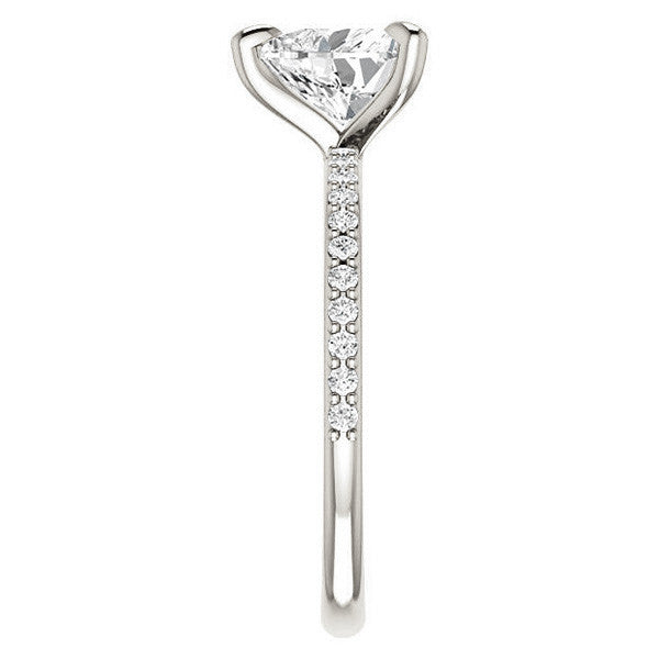 Heart Moissanite Engagement Ring with Claw Prongs