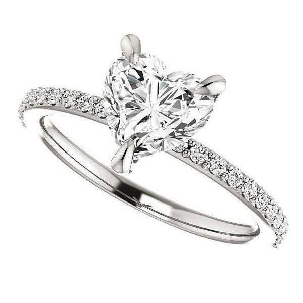 Heart Moissanite Engagement Ring with Claw Prongs
