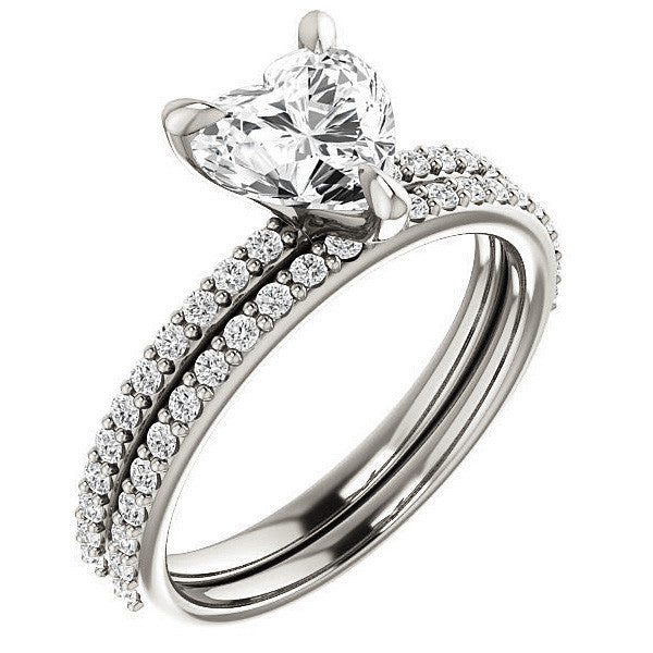 Heart Moissanite Engagement Ring with Claw Prongs