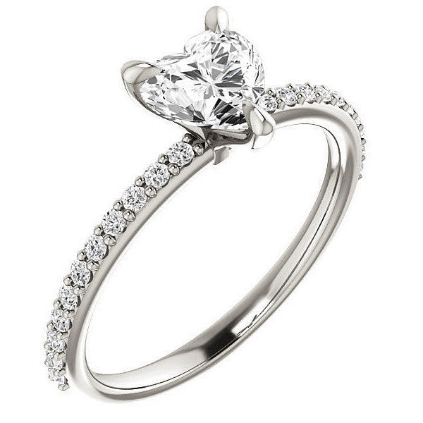 Heart Moissanite Engagement Ring with Claw Prongs