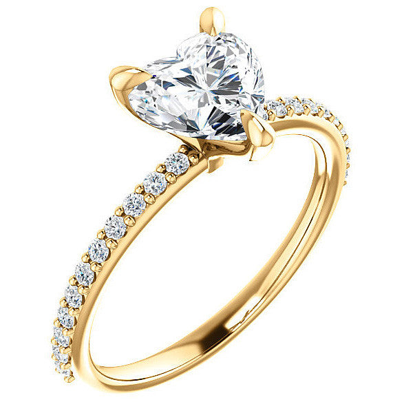 Heart Moissanite Engagement Ring with Claw Prongs