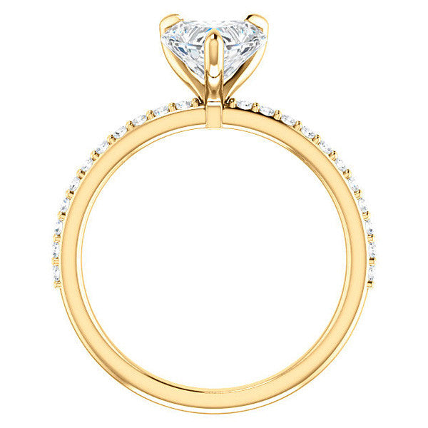 Heart Moissanite Engagement Ring with Claw Prongs
