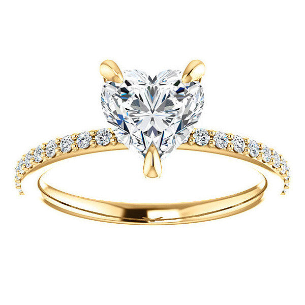 Heart Moissanite Engagement Ring with Claw Prongs