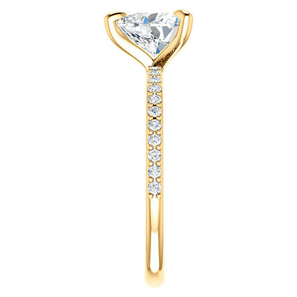 Heart Moissanite Engagement Ring with Claw Prongs