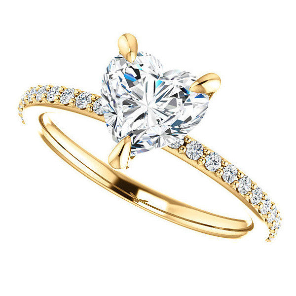 Heart Moissanite Engagement Ring with Claw Prongs