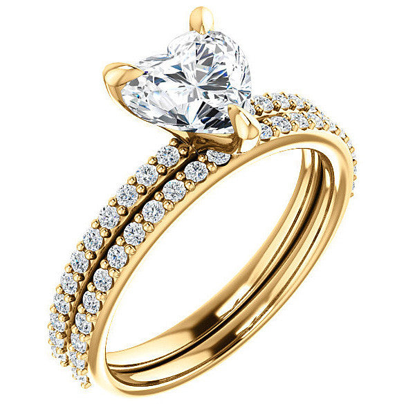 Heart Moissanite Engagement Ring with Claw Prongs