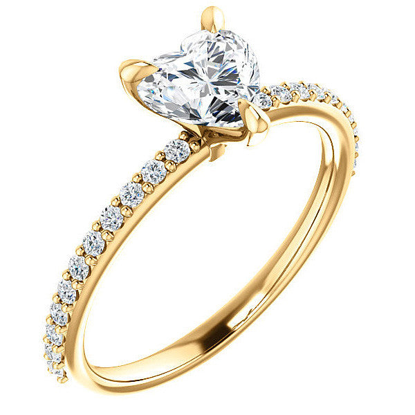 Heart Moissanite Engagement Ring with Claw Prongs