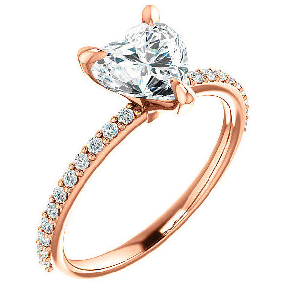 Heart Moissanite Engagement Ring with Claw Prongs