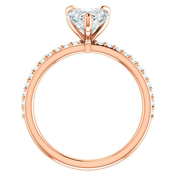 Heart Moissanite Engagement Ring with Claw Prongs