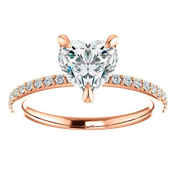 Heart Moissanite Engagement Ring with Claw Prongs